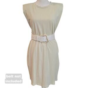 ZARA Beige dress with Shoulder Pads NWT Sz Medium.
